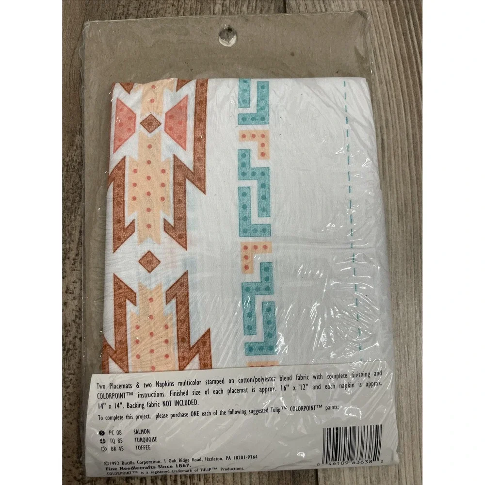 Bucilla Western Colorpoint‎ Paint Stitching Kit Placemat Napkin set 63638